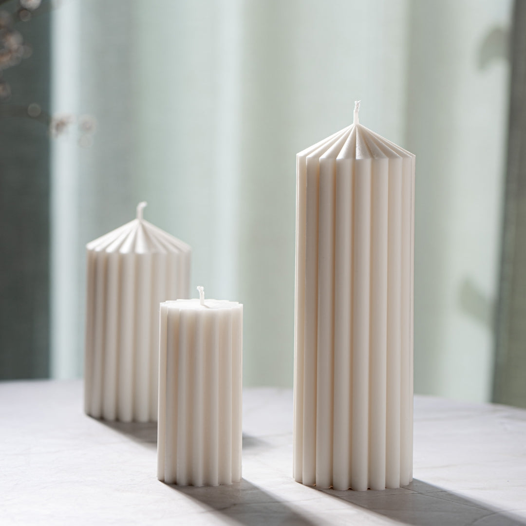 Fluted Pillar Candle — Set of 2