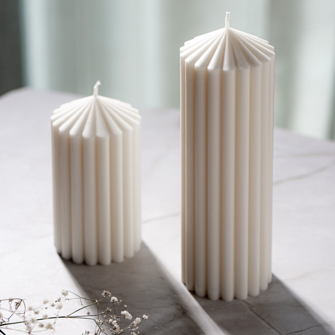 Fluted Pillar Candle — Set of 2