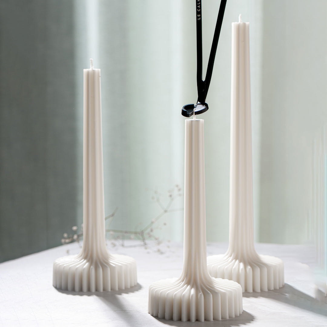 Fluted Column Candle — Set of 3
